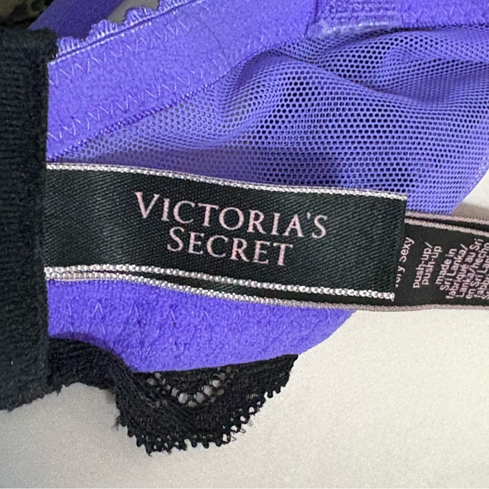 Victoria's Secret Very Sexy Push-up Purple and Black Lace T-Shirt Bra 38DD EUC - Picture 5 of 8